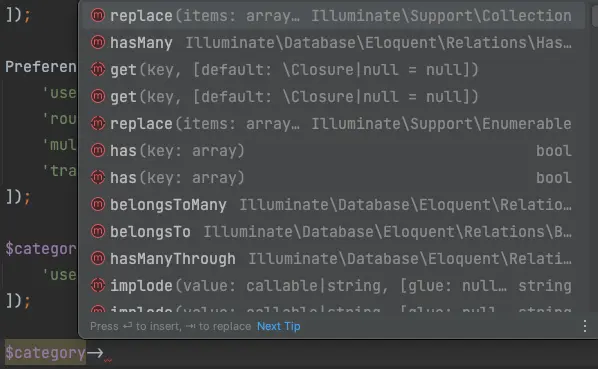showing the lack of autocomplete for eloquent model properties without the IDE Helper